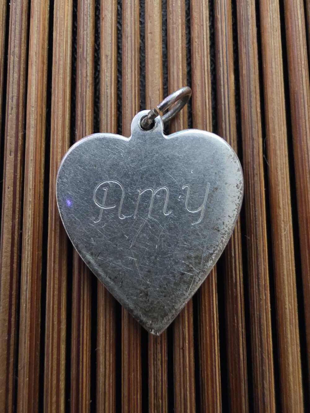 925 Silver Personalized Amy Heart Pendant (Vintage)